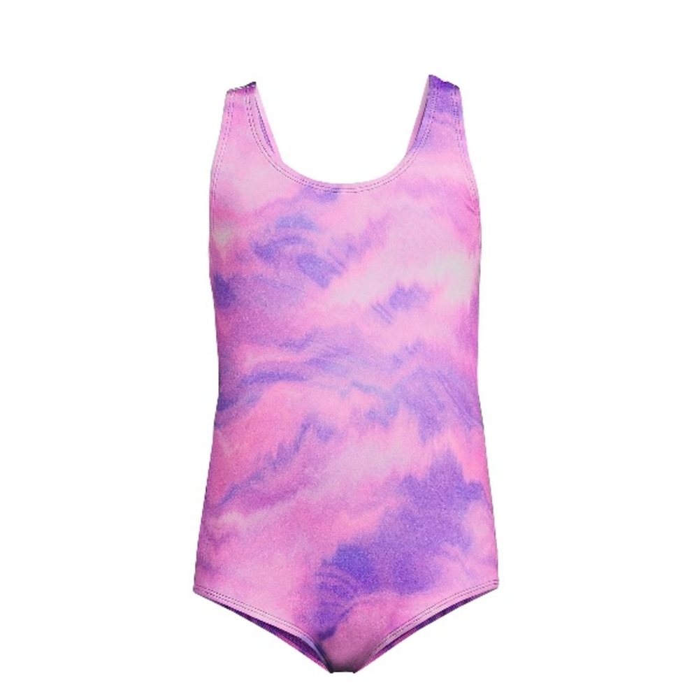 Little Kids Land’s End One Piece Bathing Suit - Tie Dye Pink Purple
